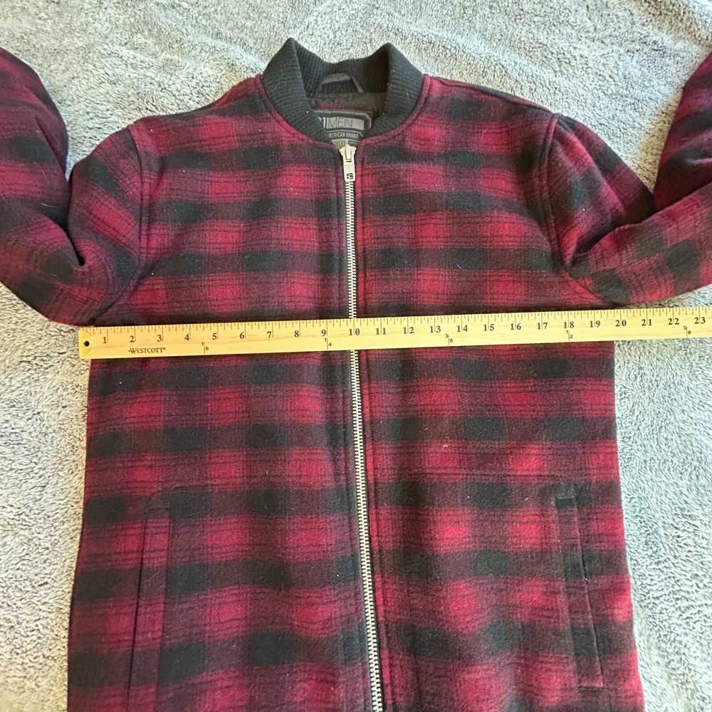 21 Men Jacket Buffalo Plaid Wool Blend Jacket Oversize XS Outdoor Full Zip 16986 - Picture 3 of 8